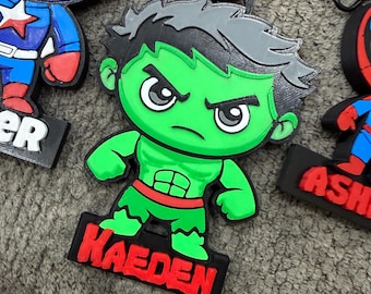 Personalized 3D Printed Superhero Bag Charm – Custom Name Backpack Tag Keychain