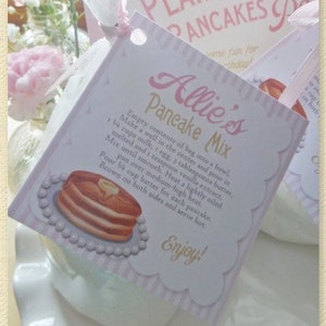 Tag bomboniera compleanno pancake - Bomboniera pancake, bomboniera stampabile con ricetta mix pancake, file digitale stampabile