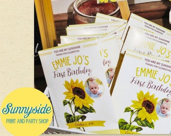 Sunflower Seeds Birthday Seed Packet Favor // 1st First Birthday Party Seeds // Sunflowers, DIY printable favor