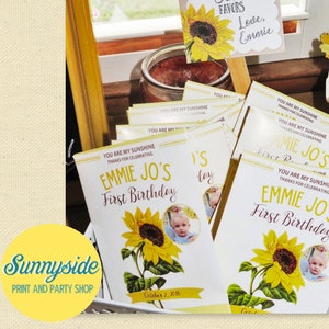 Sunflower Seeds Birthday Seed Packet Favor // 1st First Birthday Party Seeds // Sunflowers, DIY printable favor image 1