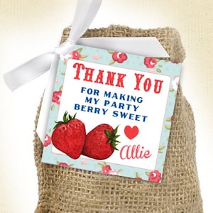 Berry Sweet / Berry Farm Birthday / Thank You Favor Tags Printable image 1