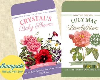 Baby Shower Printable Seed Packet Favor  - ANY COLOR / FLOWER - Seeds Baby Shower Favor