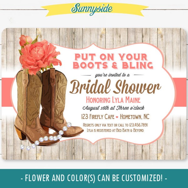 Cowgirl Boots Bridal Shower Invitation: Rustic Western (Digital Printable)