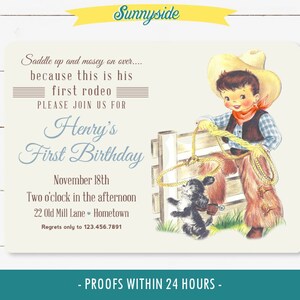 First Birthday Boys Rodeo Invitation, printable 1st birthday rodeo invite, rodeo party, western vintage cowboy, digital invite