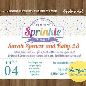 Retro Baby SPRINKLE Invite, Gender Neutral Printable Sprinkle / Baby Shower Invitation for boy or girl with diaper request, diaper shower