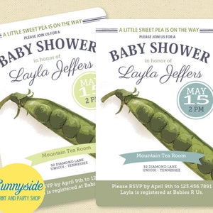 SWEET PEA Baby Shower Invitation // peas pod invite garden farmer's market baby shower // any color, printable