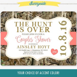 The Hunt is Over Camo Bridal or Wedding Shower Invitation, Camouflage Shower Printable Invitation, your choice of any color image 1