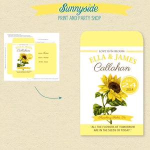 diy Sunflower wedding favor PRINTABLE SEED PACKET print cut and assemble your own personalized rustic sunflower seed favors image 2