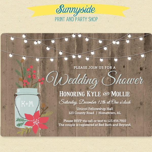 Wedding Shower Invites Lights Etsy