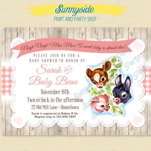 Baby Farm Animals Baby Shower Invitation printable personalized invite for baby girl image 1