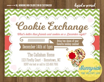 IMPRIMÍVEL Convite para troca de biscoitos de Natal // convite para festa de troca de biscoitos // convite para biscoitos de feriado