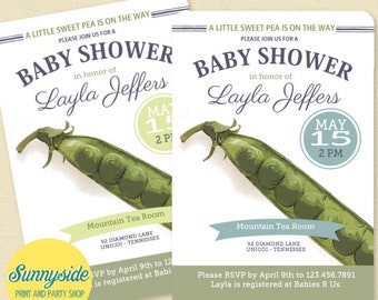 SWEET PEA Baby Shower Invitation // peas pod invite garden farmer's market baby shower // any color, printable
