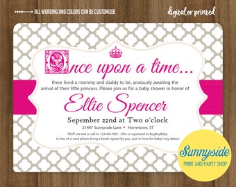 Storybook Baby Shower Invitation for Boy or Girl // Once Upon a Time Prince or Princess Invite ANY COLOR, prayed, bring a book