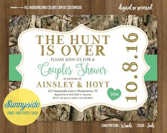 The Hunt is Over Couples Shower Invitation / Camo Co-ed Wedding Shower Invite / inviti mimetici stampabili o stampati, qualsiasi colore