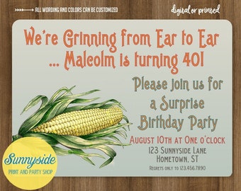 Printable surprise birthday invitation for farmer, personalized for any age! funny pun