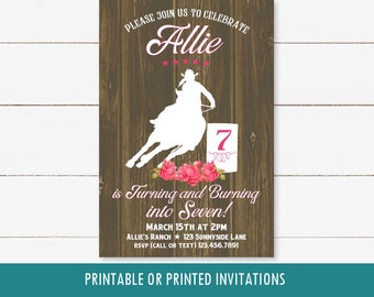 Barrel Racing Printable Birthday Invitation, Girls Western Rodeo Invite, Personalized for any cowgirl age, Digital