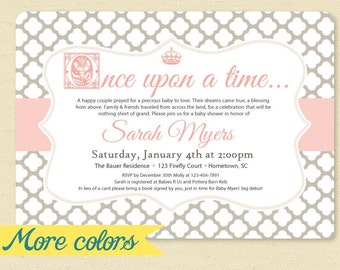 Fairytale Storybook Baby Shower Invitation for baby girl, printable once upon a time invite