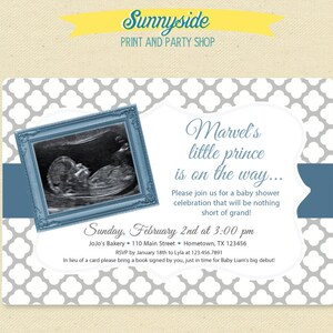Printable baby shower invitation with ultrasound photo, personalized invite in any color! image 2