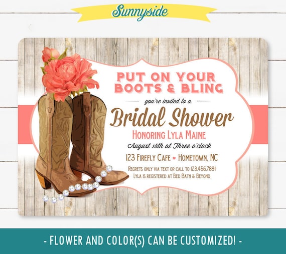 Cowgirl Boots And Bling Invitation Bridal Shower Invite