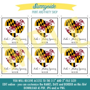 Maryland Flag Printable Square STATE Favor Tag for MD Wedding, Access ...