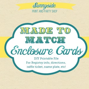 Made to Match Printable Enclosures or Insert Card  - RSVP - Registry - Printable