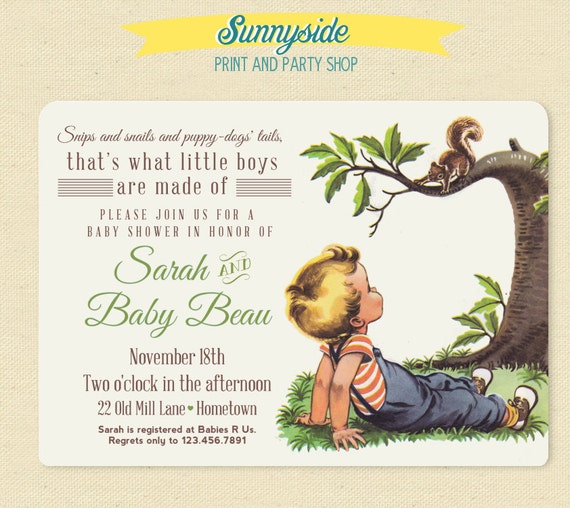 Boys Made Of Baby Shower Invite Snips Snails Puppy Dog Tails Etsy
