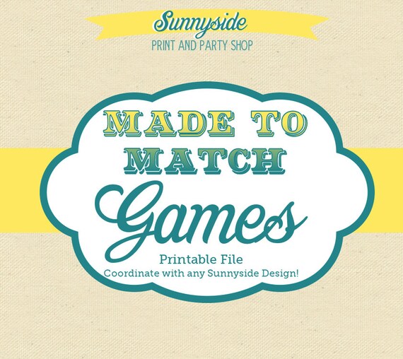 PRINTABLE SHOWER GAMES Bridal Shower or Baby Shower - Made to Match with any Sunnyside Design Il_570xn