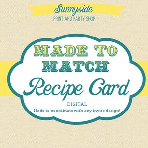 Sunnyside Digital Recipe Card File 3x5 or 4x6 Any Design Made to Match image 1