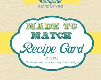 Sunnyside Digital Recipe Card File - 3x5 or 4x6 - Any Design Made to Match