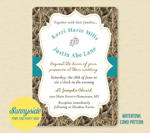 Hunting Camo / Hunt Is Over Printed Wedding Invitation Package - Invite, RSVP and Envelopes Il_570xn