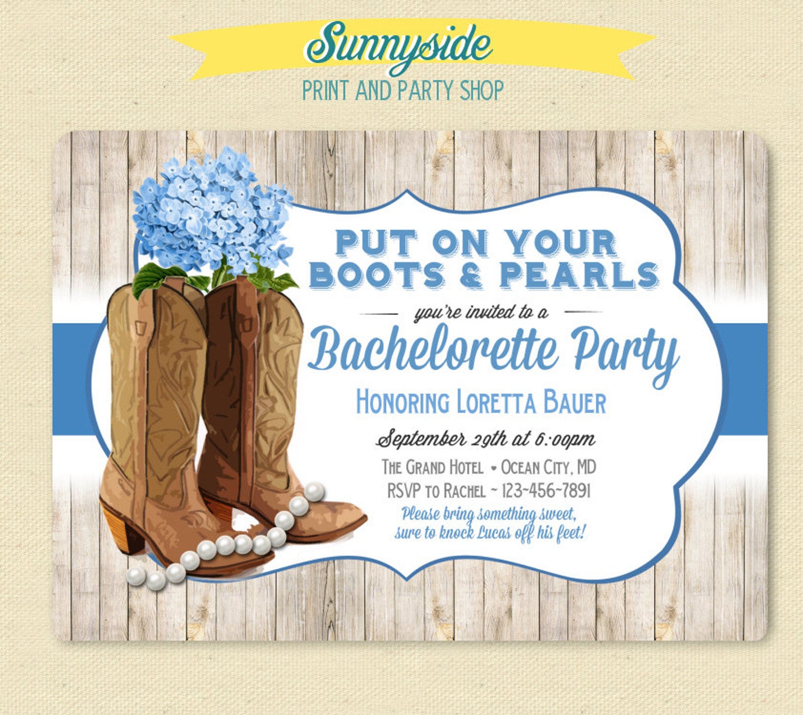 Boots & Pearls Bridal Shower Invitation - Country, Cowgirl, Western ...