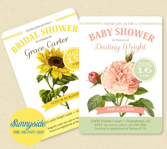 Garden shower printable invitation, you choose flowers and colors, perfect invite for backyard or outdoor bridal shower or baby shower Il_570xn
