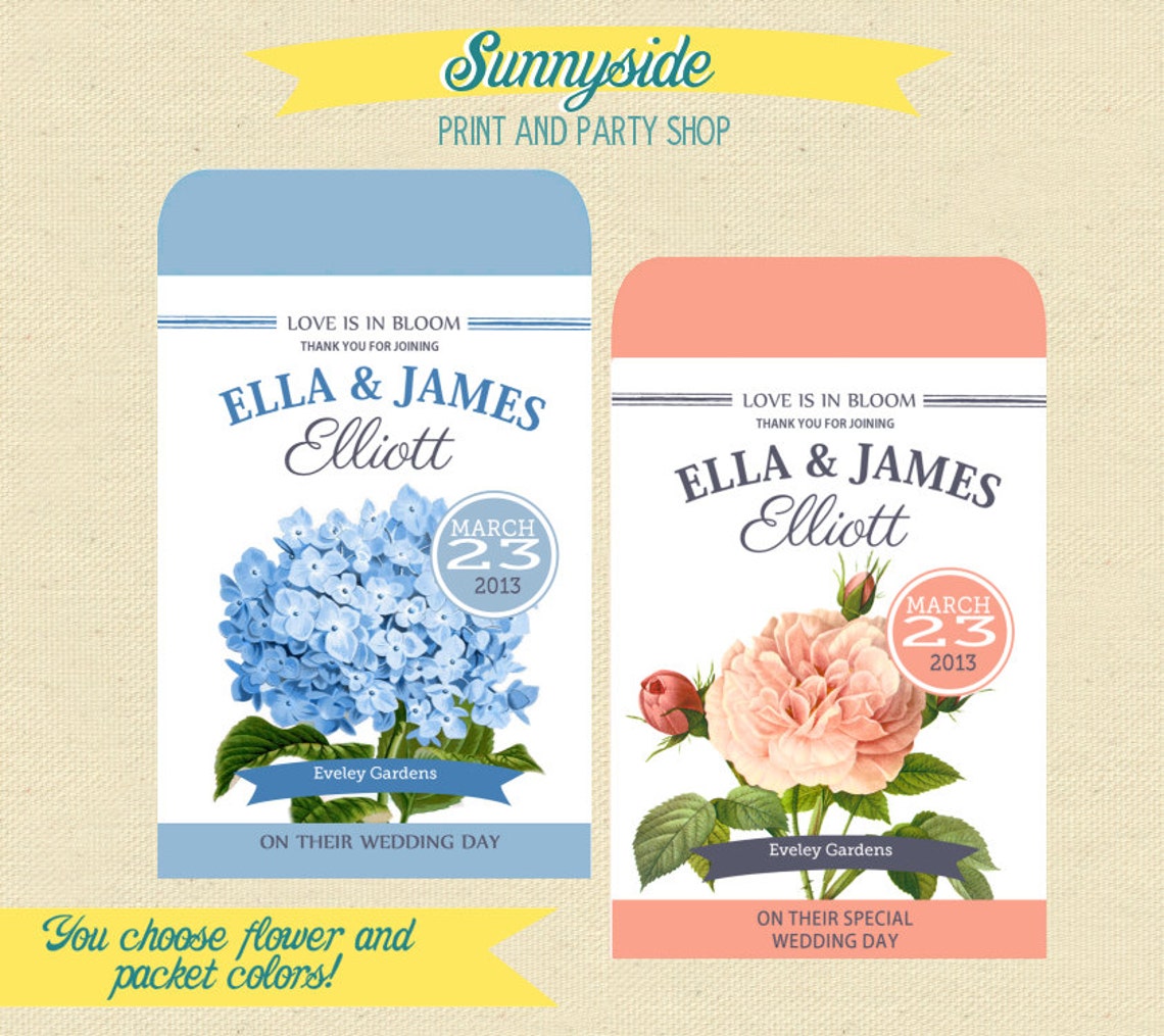 CUSTOM Printable Seed Packet Favor DIY Wedding / Bridal | Etsy