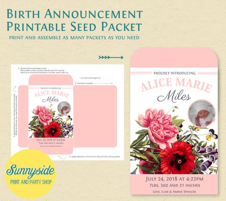 Beginning Announcement Printable Seed Packet - Do it yourself fresh child like, personalized seed packet report with image, yourself consider flower and shades graphic about Printable Seed Packet identify Delivery Announcement Printable Seed Packet - Do-it-yourself contemporary little one choose, custom made seed packet document with image, yourself decide on flower and shades