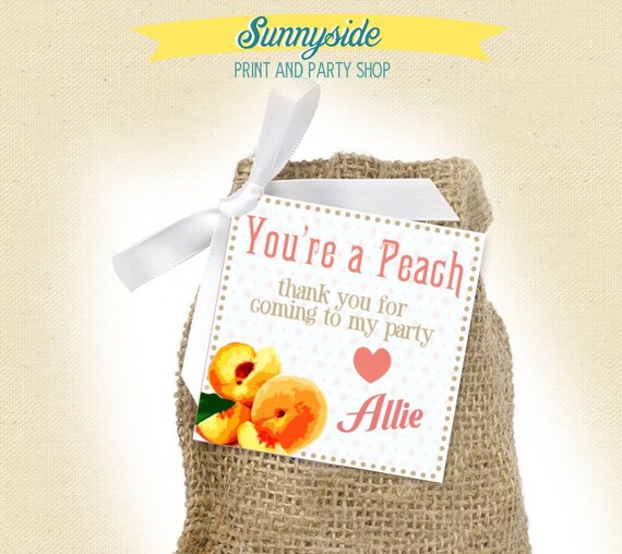 PEACH favor tag for birthday or shower favors - You're a peach - PRINTABLE digital file Il_570xn
