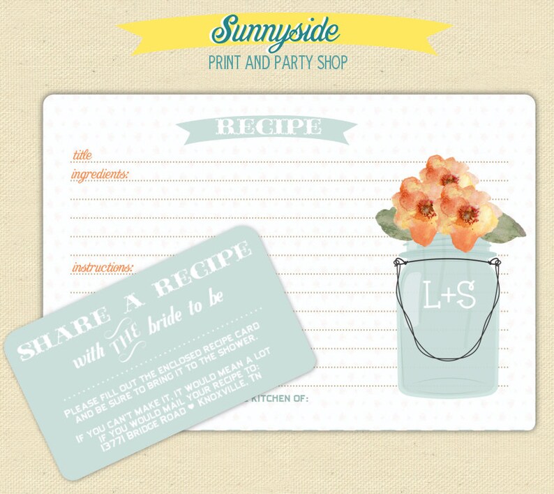 Sunnyside Digital Recipe Card File 3x5 or 4x6 Any Design Made to Match image 4