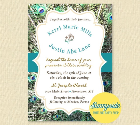 Peacock Digital Wedding Invitations Invite Rsvp Peacock