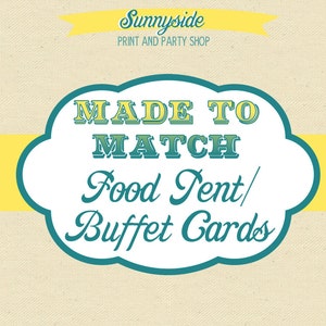Tienda de comida / tarjetas buffet - Imprimible - Sunnyside Print & Party