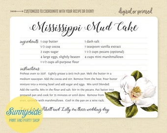 wedding recipe card | recipe card favor keepsake bridal shower gift | digital printable file | customized for you