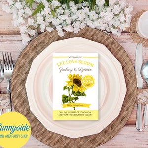 diy Sunflower wedding favor PRINTABLE SEED PACKET print cut and assemble your own personalized rustic sunflower seed favors image 1