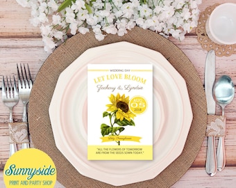 diy Sunflower wedding favor - PRINTABLE SEED PACKET - print cut and assemble your own personalized rustic sunflower seed favors