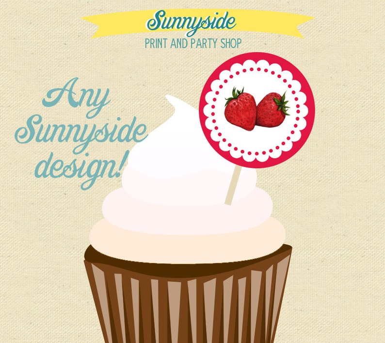 Round Cupcake Toppers / Party Circles Printable 2 or 2.5 Round image 2