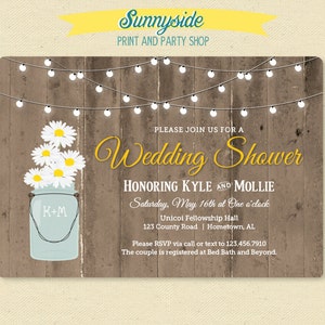Rustic Fall Bridal Shower Invitation // Barnwood Pumpkin Sunflower & Lights Shower Invite // Printable or Printed wedding shower invitations image 4