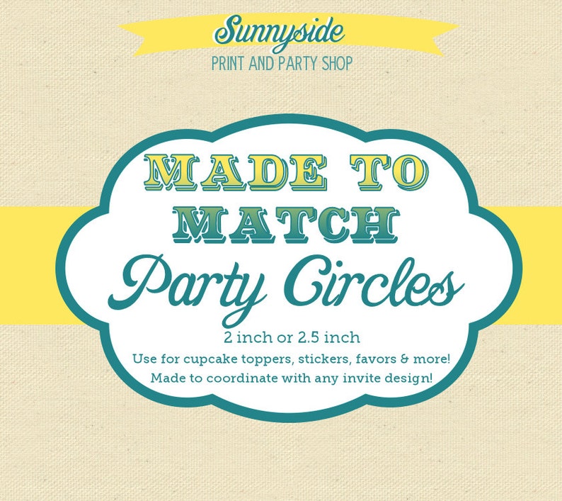 Round Cupcake Toppers / Party Circles Printable 2 or 2.5 Round image 1