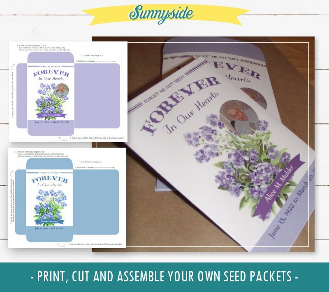 Memorial / in Memory Funeral Seed Packet Customized PDF File for Forget Me Not Seeds, Printable ...