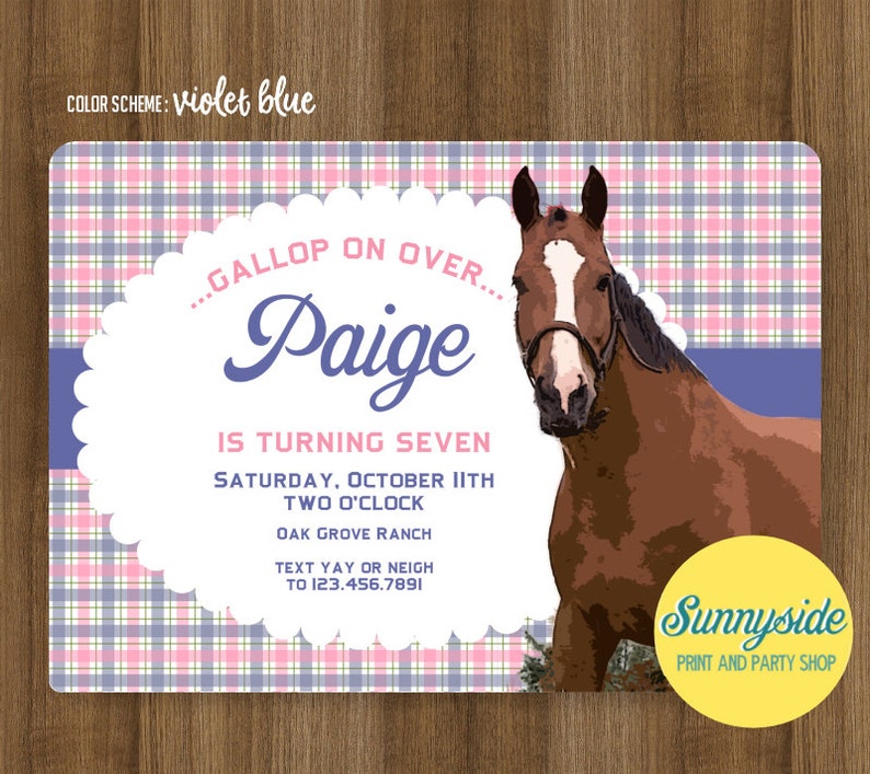 Girls Horse Birthday Party Invitation Printable Horse Pony Etsy