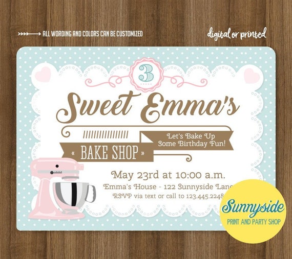 Baking birthday party invitation // baking party invite // bake shop