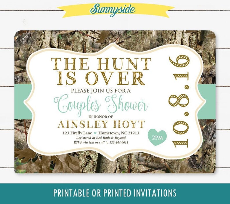 The Hunt is Over Camo Bridal or Wedding Shower Invitation Etsy