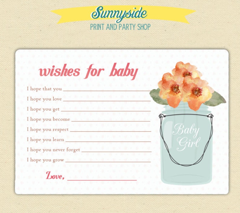 Wish / Prediction / Advice Card Printable Baby Shower / | Etsy