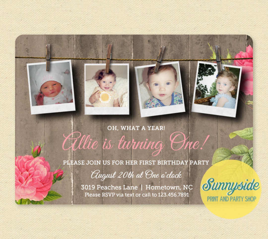 Collage Photos Birthday Invitation, Girls Country Birthday Invite
